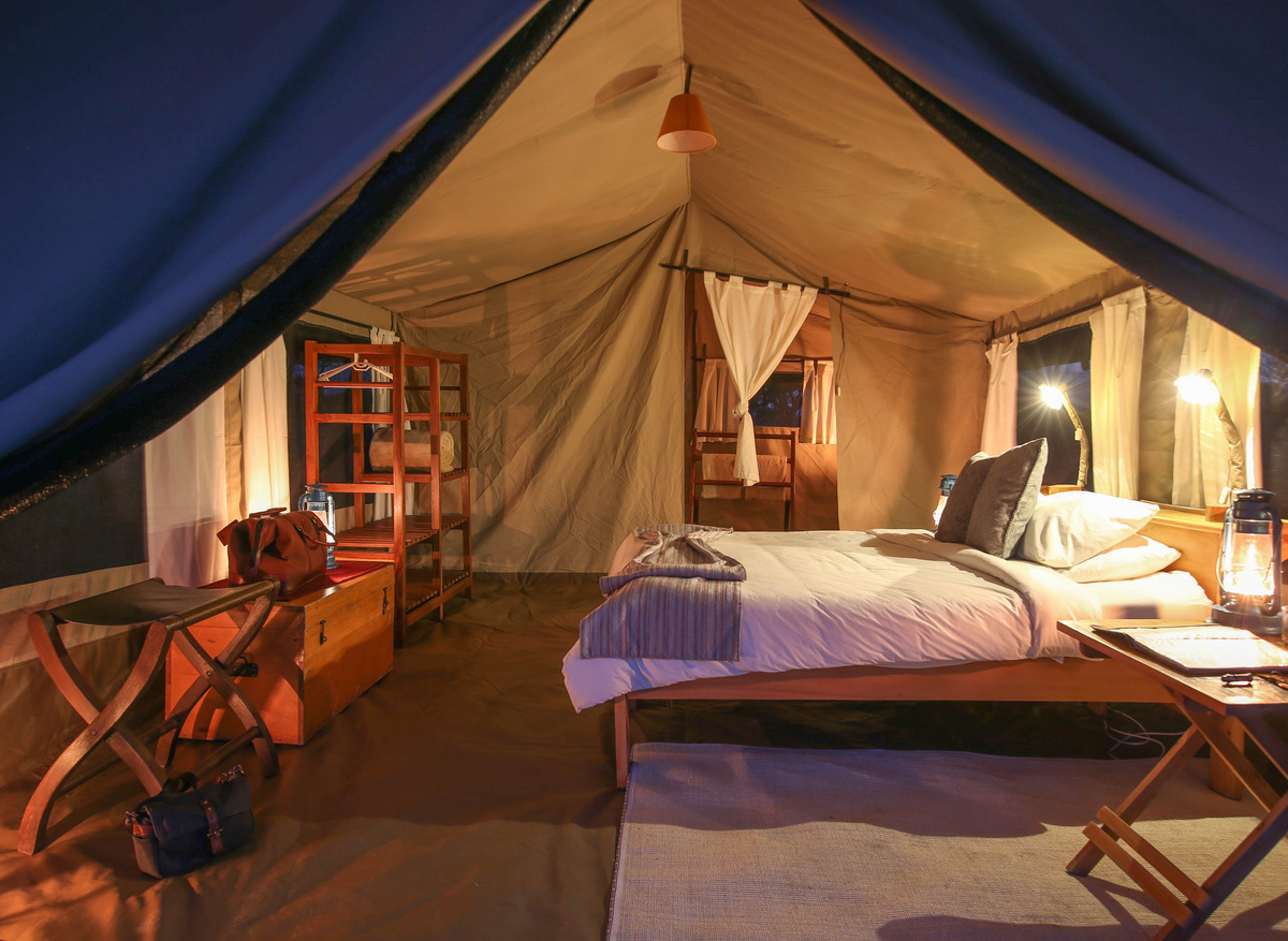 Ndutu Wilderness Camp - guest tent evening 
