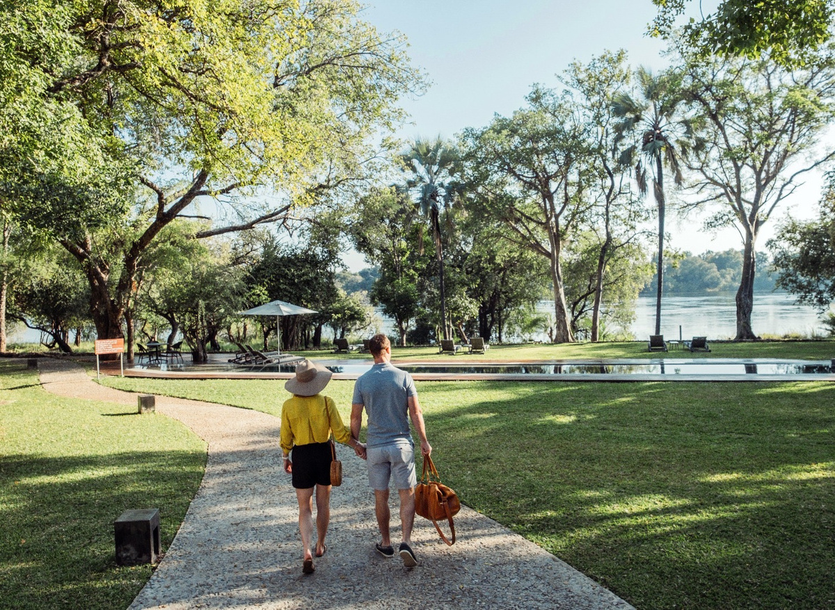 Garden walk facing river 