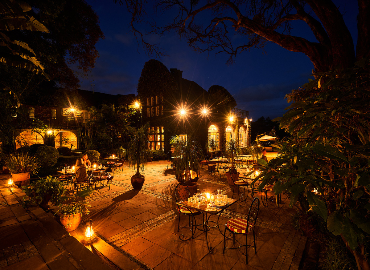 Dinner at Giraffe Manor Courtyard