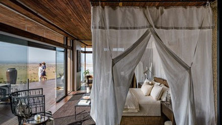 Hillside Suite, Singita Sasakwa Lodge - Bedroom and Deck.jpg