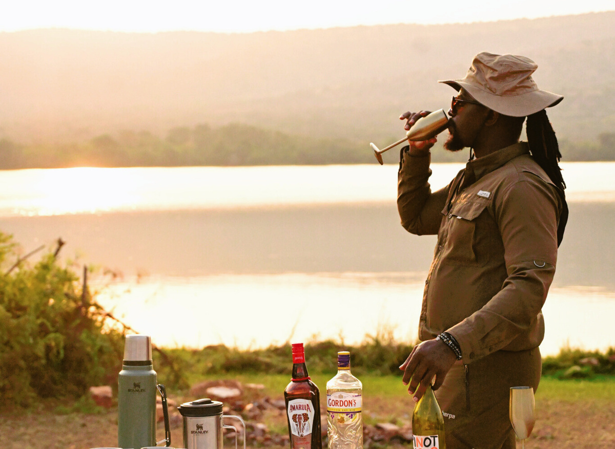 Sundowners at Lake Shakani in Akagera National Park, Rwanda