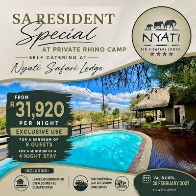 Nyati Safari Lodge Launches the Exclusive-Use Self-Catering Private Rhino Camp