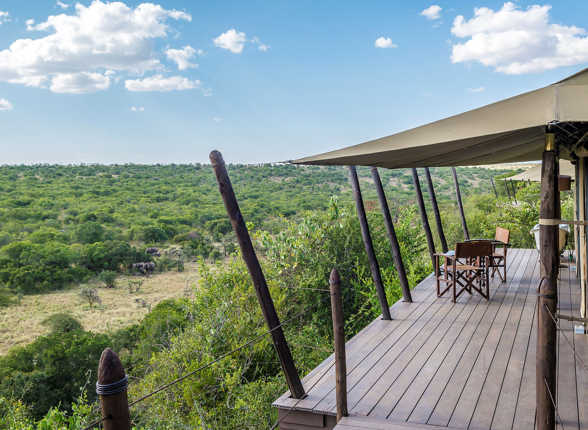 Deck facing water hole