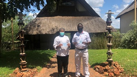 Victoria Falls Safari Lodge estate general manager Anlad Musonza and apprentice chef Varaidzo Nguwo with their