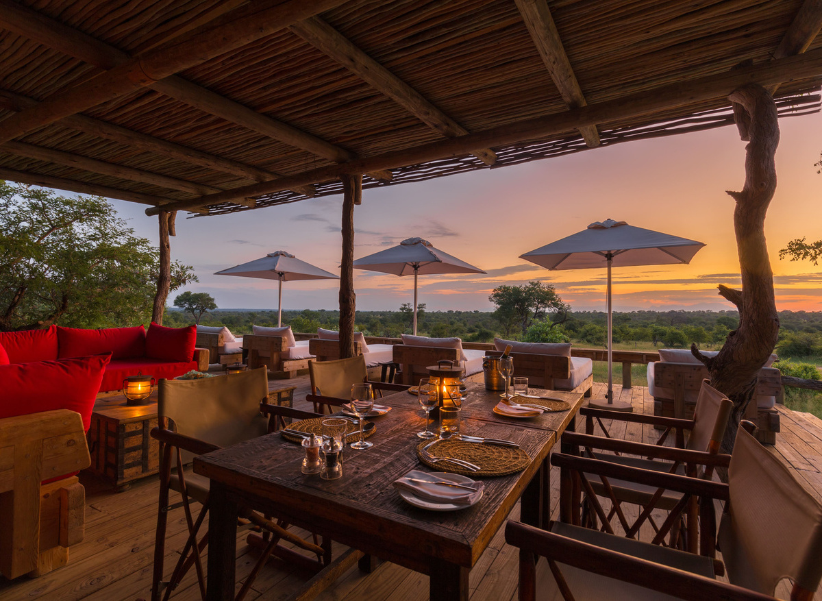 Pool deck with view of waterhole