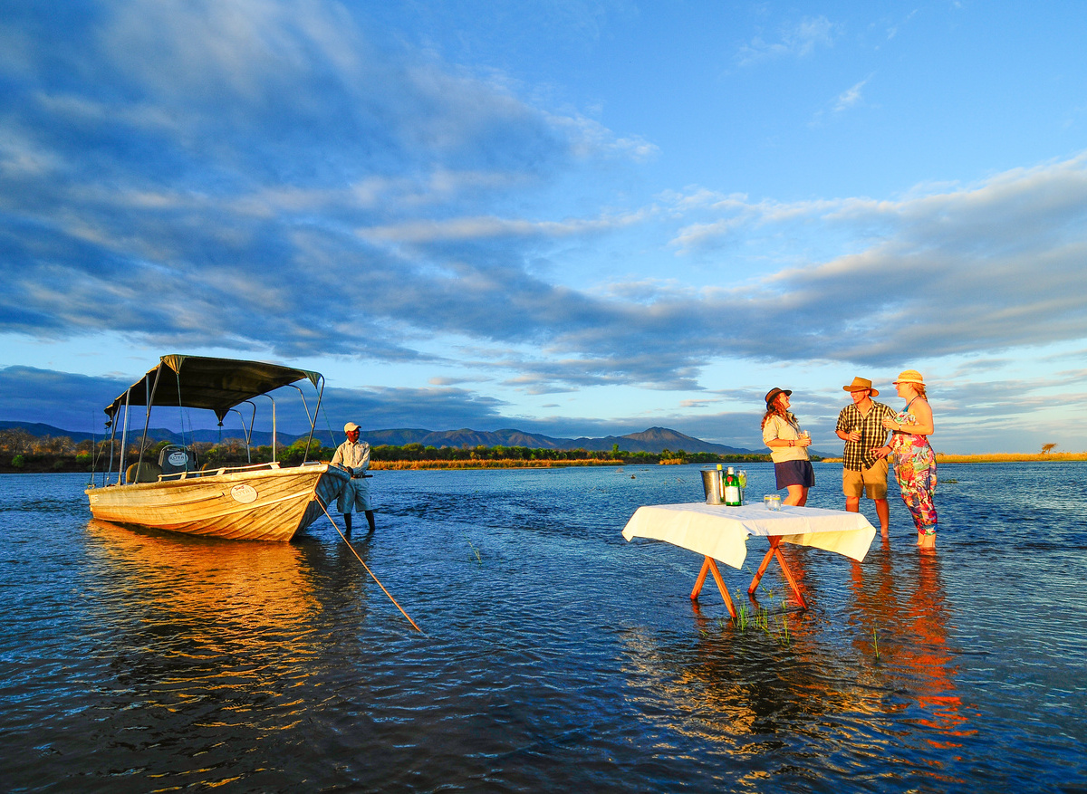 Sundowners in the water