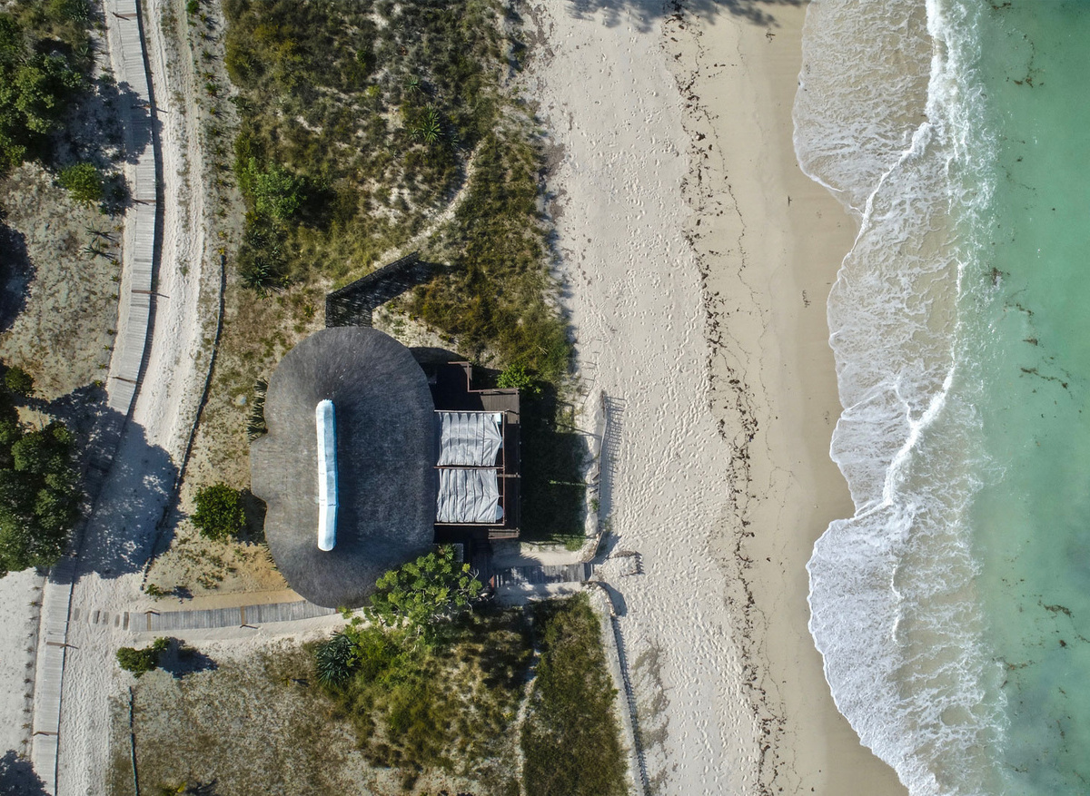Aerial View of a Beach Villa