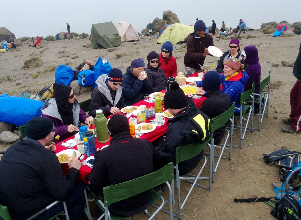 Kilimanjaro climb group lunch time.jpg
