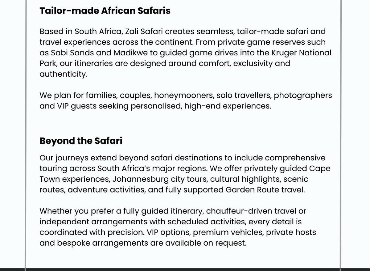 Zali Safari - What we do 1