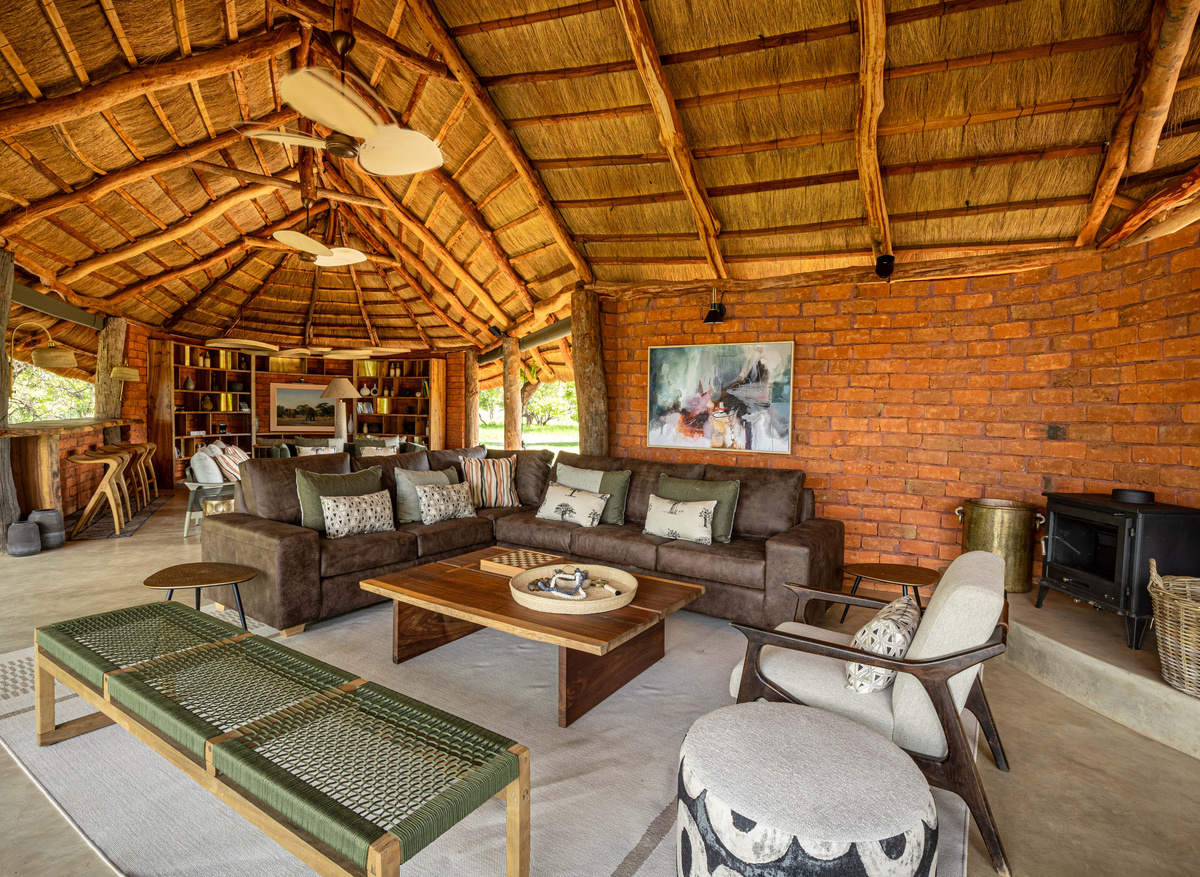 MAWIMBI Bush Camp - main lapa lounge overlooking the great Kafue River